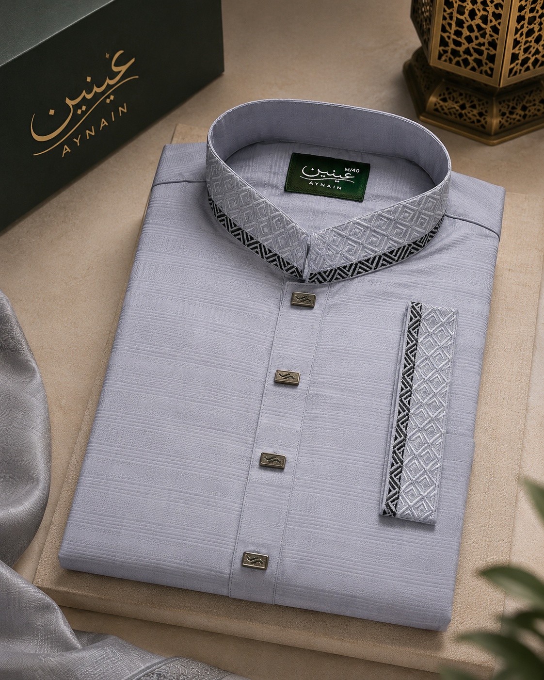 Platinum Grey Designer Panjabi